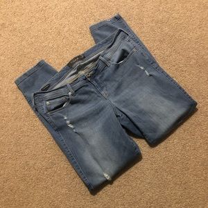 Torrid Luxe Skinny Light Wash Mid Rise Distressed Jeans